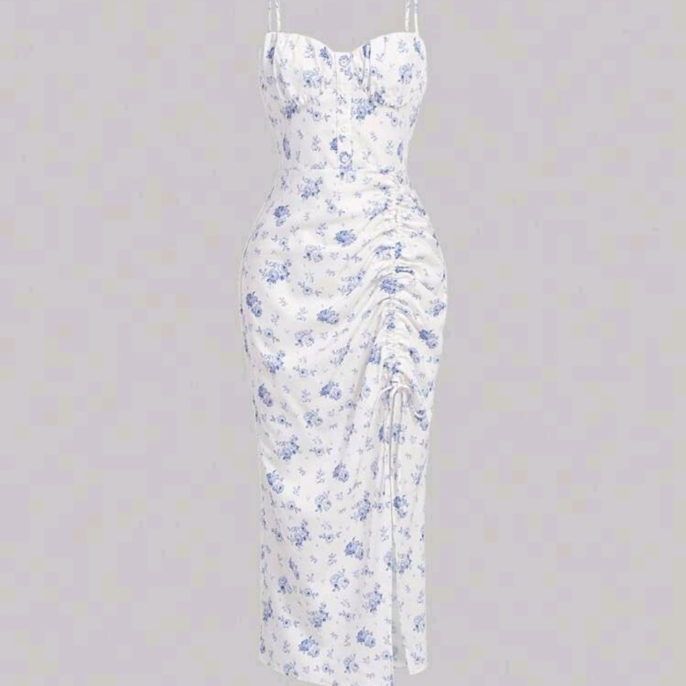 Floral Blue and White Women's Dress